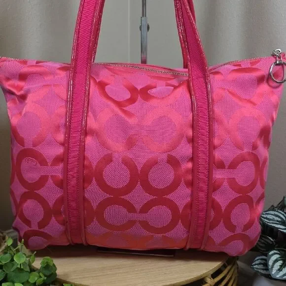 Coach Hot Pink Op Art C Signature Tote Bag